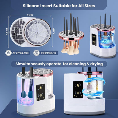 Electric Makeup Brush Cleaner Machine, 3-In-1 Cleaner, Dryer & Storage