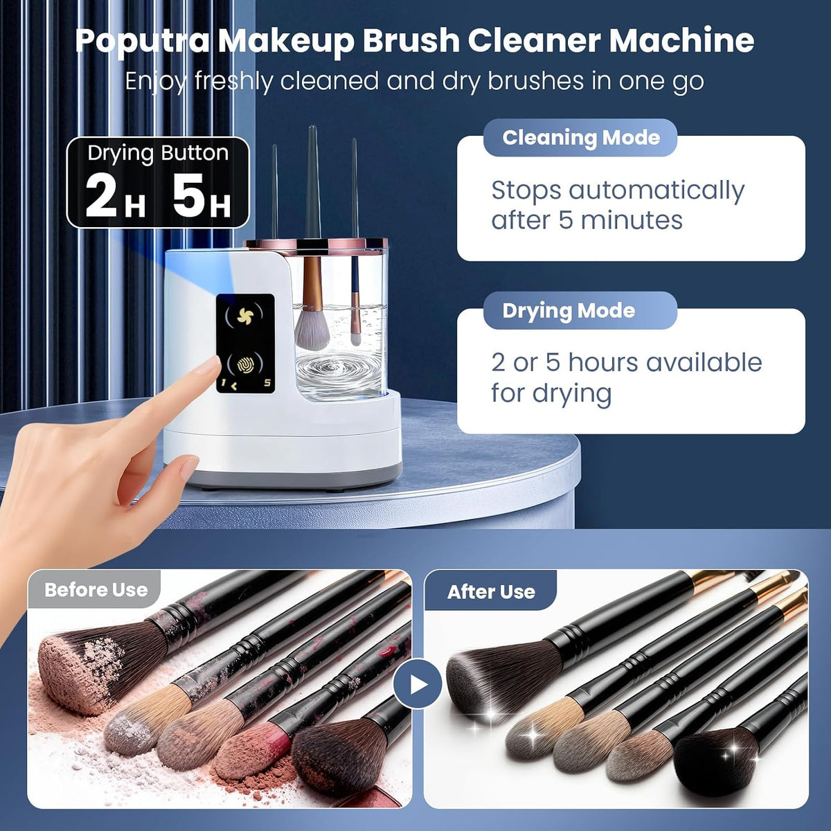 Electric Makeup Brush Cleaner Machine, 3-In-1 Cleaner, Dryer & Storage