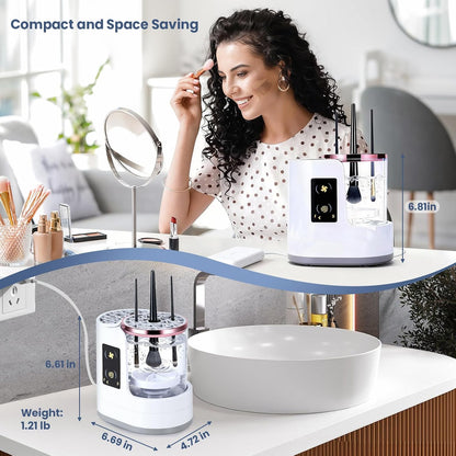 Electric Makeup Brush Cleaner Machine, 3-In-1 Cleaner, Dryer & Storage